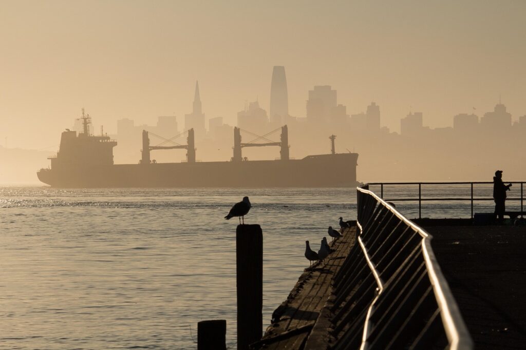 francisco, ship, nature, bay, california, water, sea, boat, ocean, landscape, america, sunrise