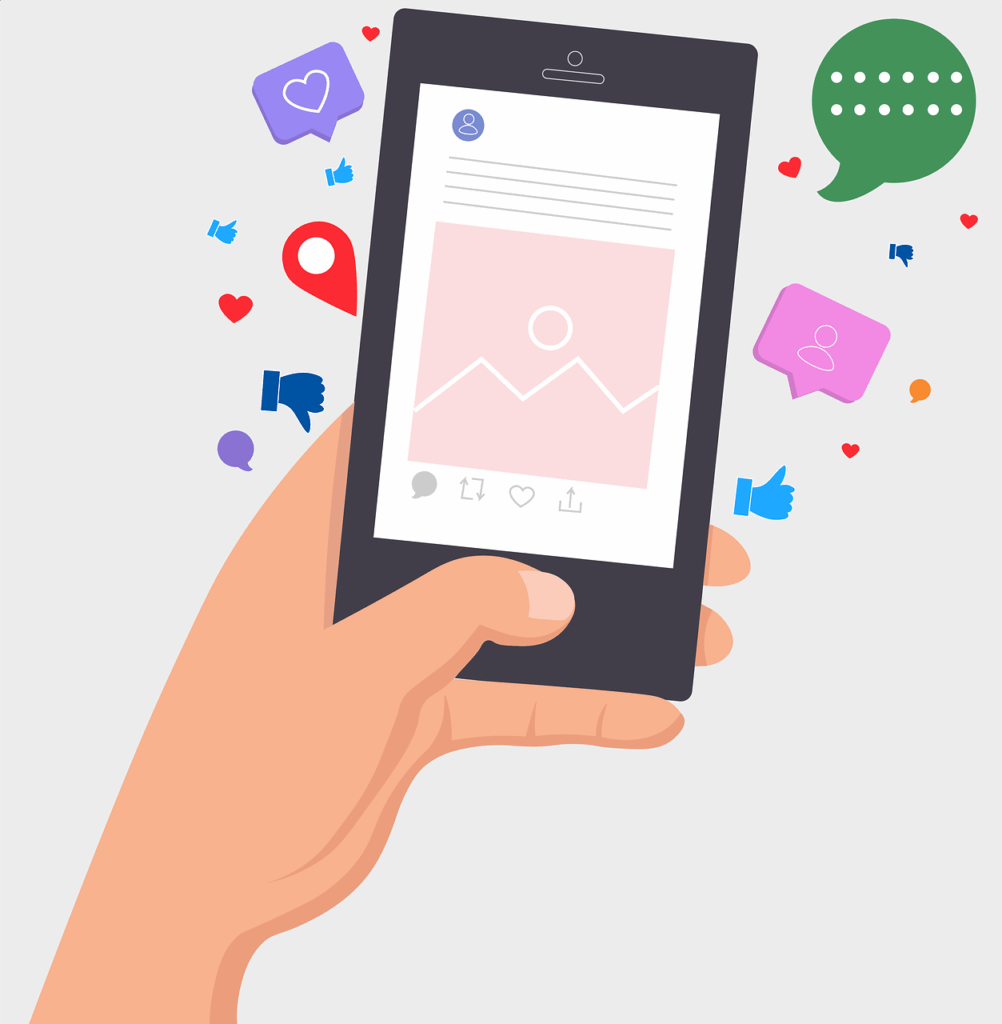 phone, screen, internet, social media, like, tiktok, unlike, share, message, hand