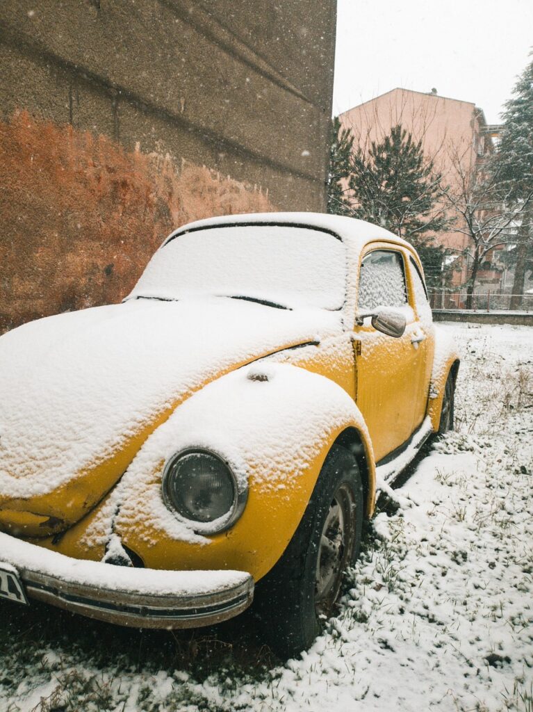 beetle, vosvos, car, snow, winter, yellow car, used vehicle, car wallpapers, automatic, automotive, classical, vintage, old, nature, abandoned, volkswagen