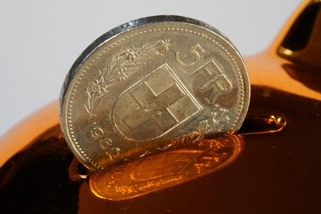 five swiss francs, swiss francs, coin, piggy bank, money, saving, swiss francs, swiss francs, swiss francs, swiss francs, swiss francs