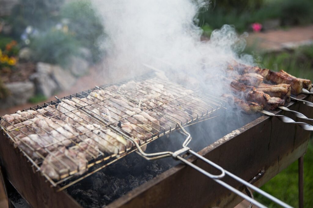 food, barbecue, beef, grill, bbq, grilling, cooking, char-grilled, chop, close-up, coal, dish, dinner, outdoors