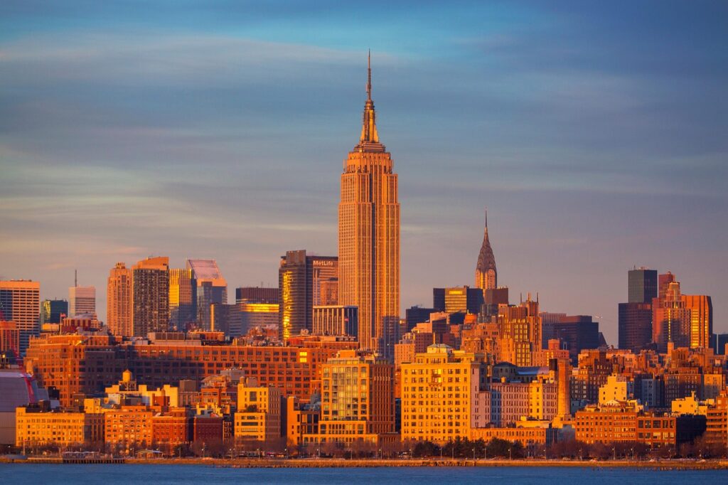 empire state building, hudson, nature, sunset, new york, ny, manhattan, united states
