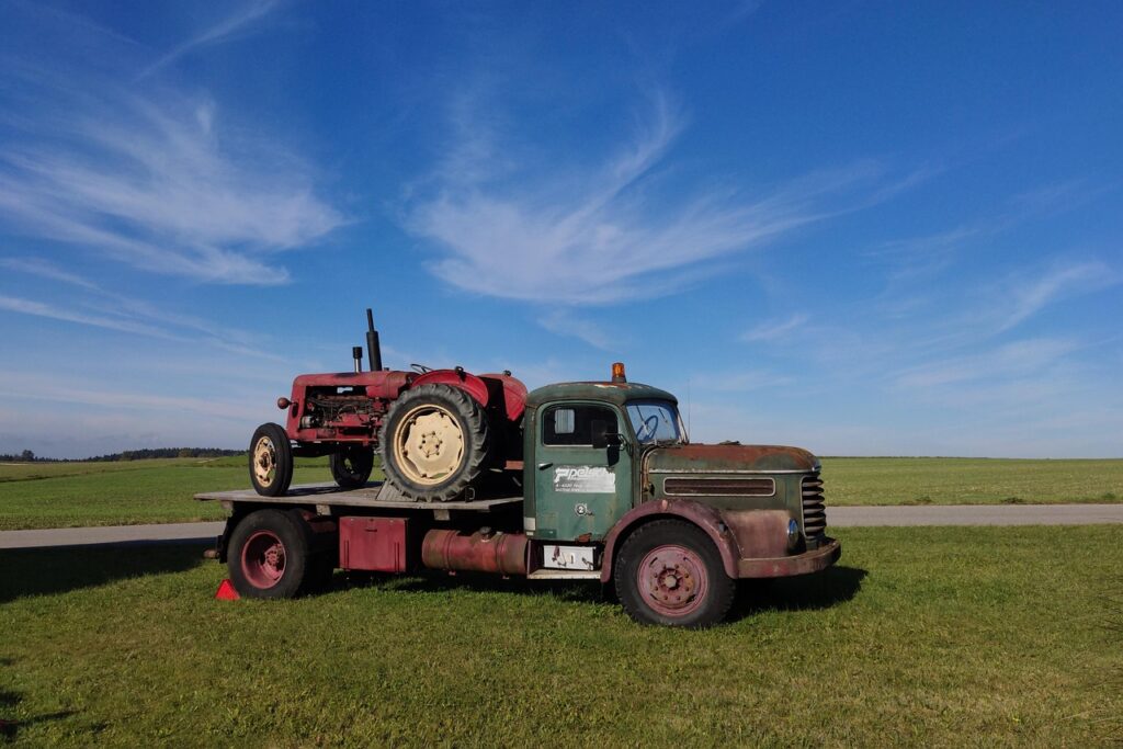 truck, tractor, vehicle, rusty truck, nature