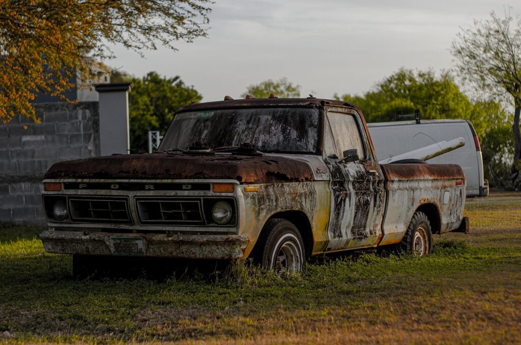 truck, pick-up truck, rusty truck, scrap, junkyard, nature, old truck, grass
