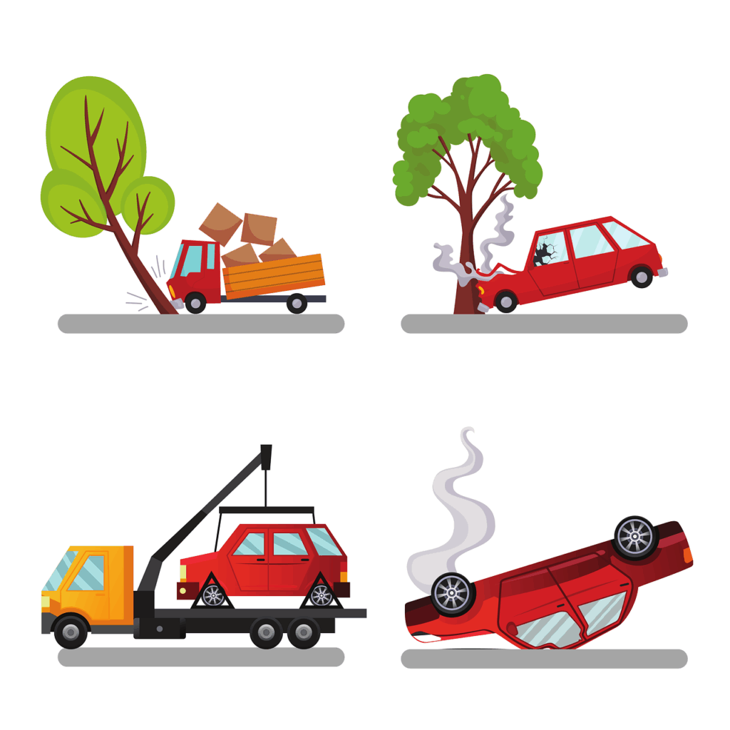 car accident, accident, crash, collision, cars, traffic accident, nature, accident vehicle, damage, broken, sheet metal damage, impact, tree, tow truck, icon