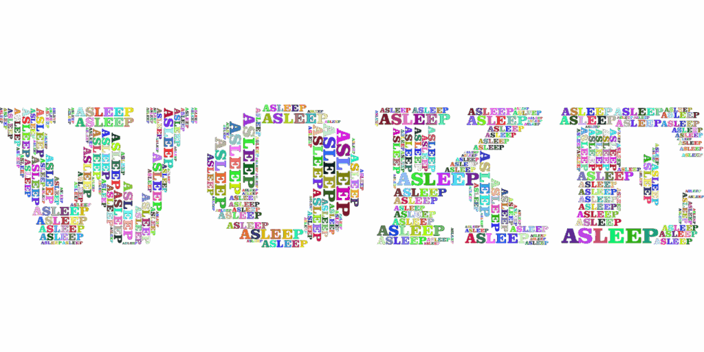 woke, slang, typography, alert, awareness, awake, asleep, sleep, politics, political, social, culture, colorful, nature, prismatic, chromatic, rainbow, cut out