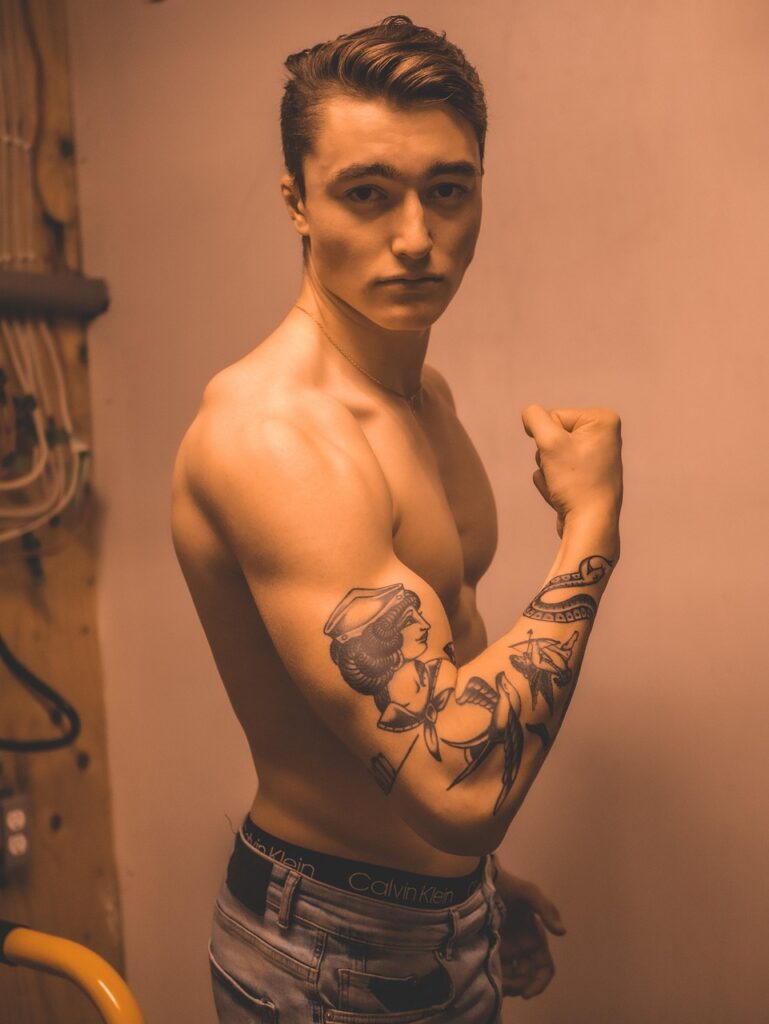 man, tattoos, bodybuilding, biceps, body, strength, power