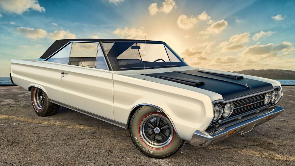 plymouth, classic car, automobile, vintage, oldtimer, gtx, america, usa, classic, car wallpapers, car, 3d