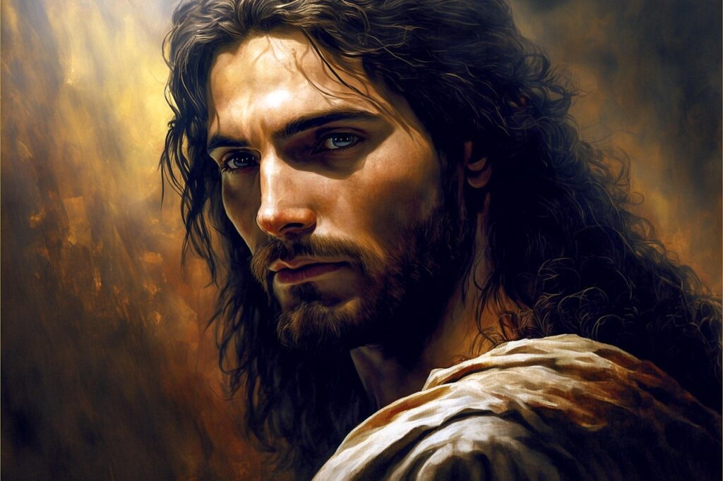 ai generated, jesus christ, religious art, christianity, savior, divine, spiritual, faith, biblical, religious icon, christian imagery, religious wallpaper, sacred art, religious symbol, religious figure, christian art, religious devotion, christian wallpaper, inspirational art, digital art, wallpaper
