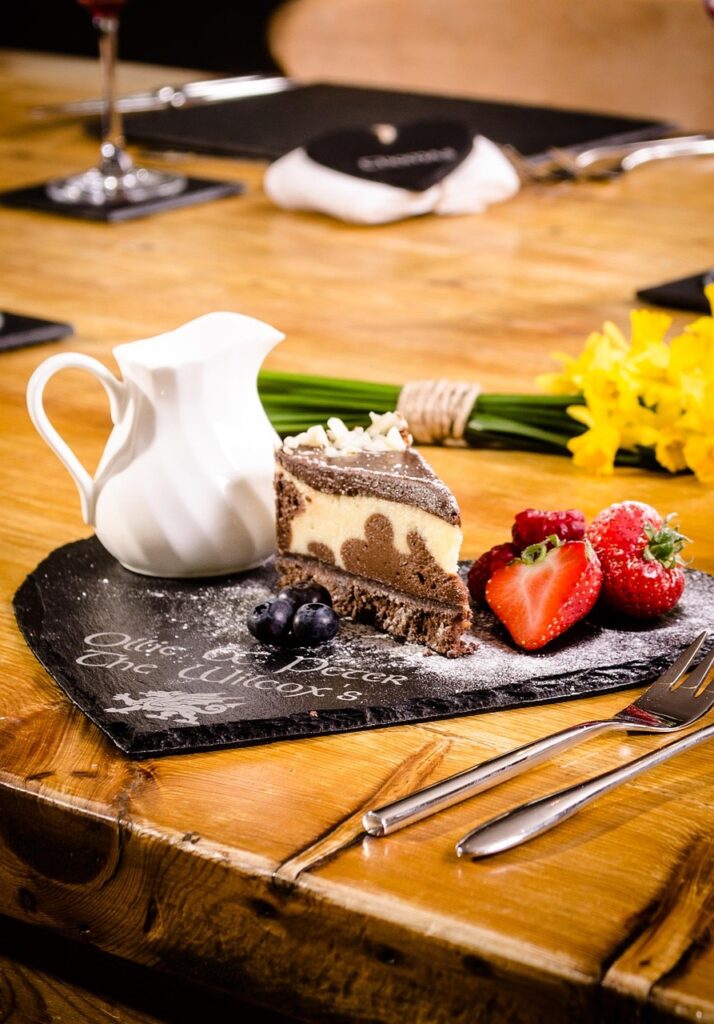 desert, cake, slice, sweet, slate, dining, dessert, plated dessert, fine dining, food, eat, food photography, nature, delicious, plate, meal, gourmet