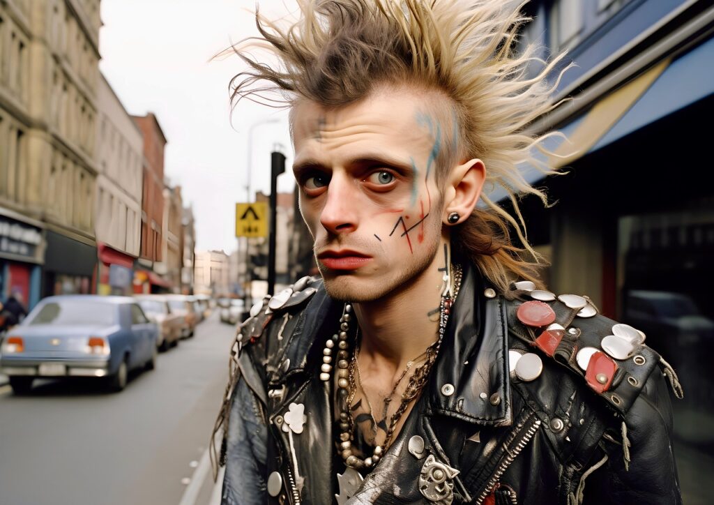 ai generated, man, expression, queer, lgbtqia, movement, fashion, pride, carnival, punk, 80s, riot, rebellion, individual