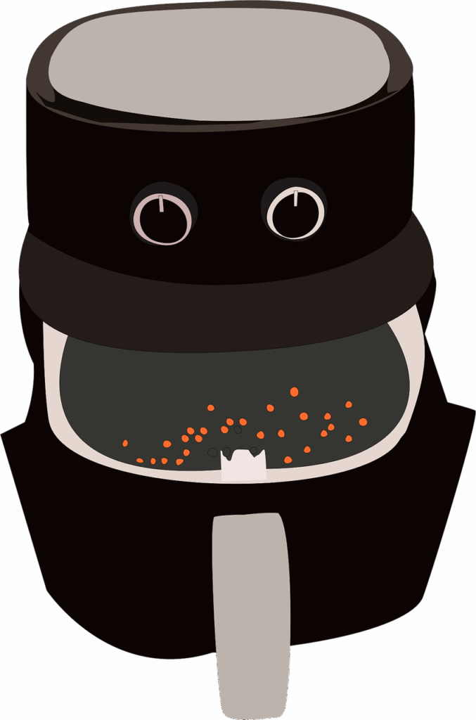 ai generated, air fryer, machine, device, fryer, cutout, design, painting, artistic, lunch, bread, food, kitchen, cooking