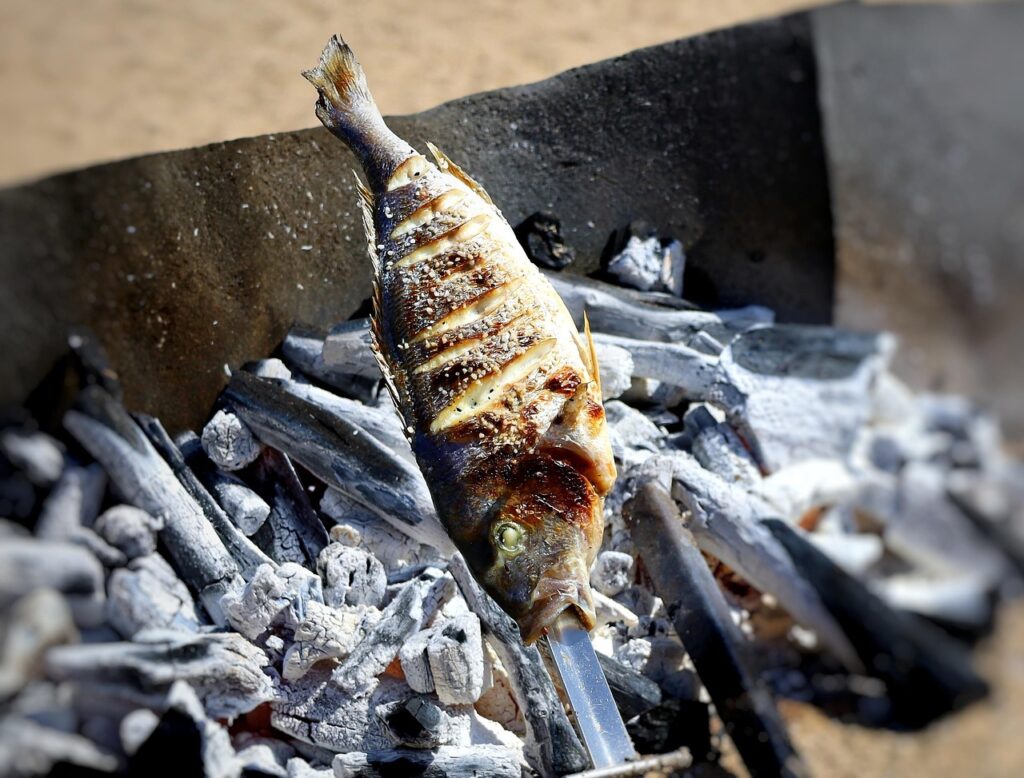 fish, grill, grilling, food, nature, nourishment, charcoal grill