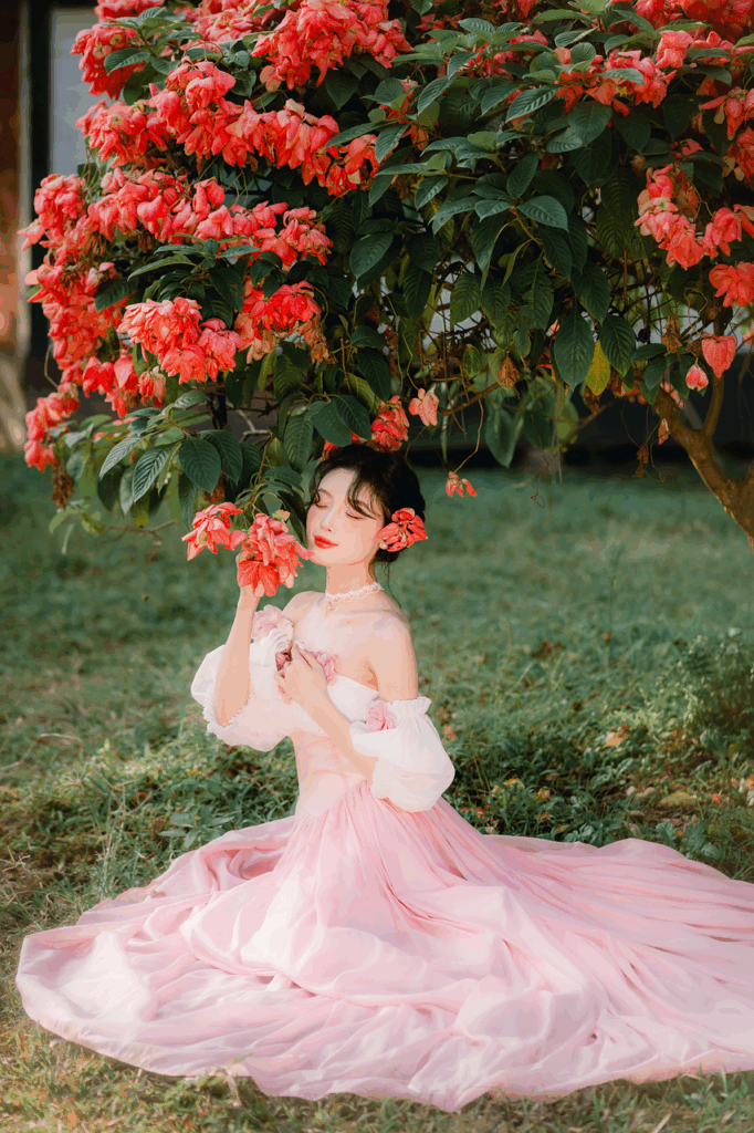 woman, bride, model, wedding dress, outdoors, fashion, young woman, female, garden, portrait, wedding, nature, vietnamese, princess