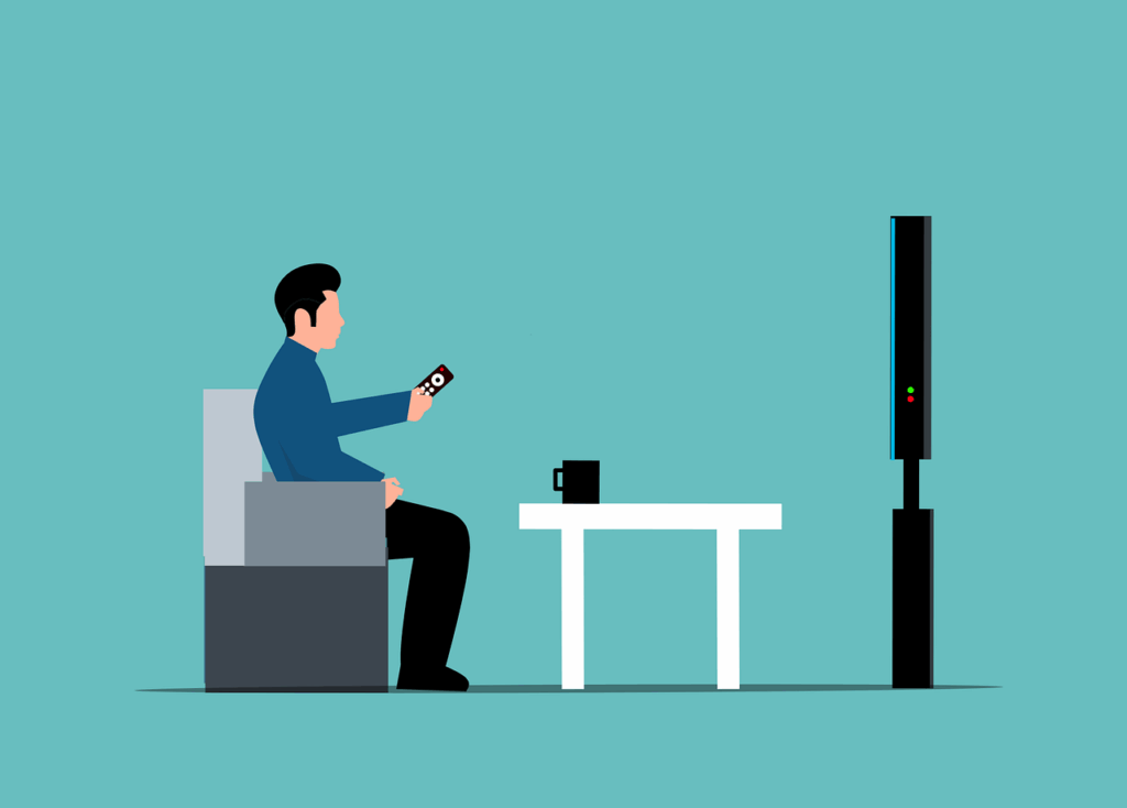 man, watching, tv, television, entertainment, media, remote control, living room, cartoon