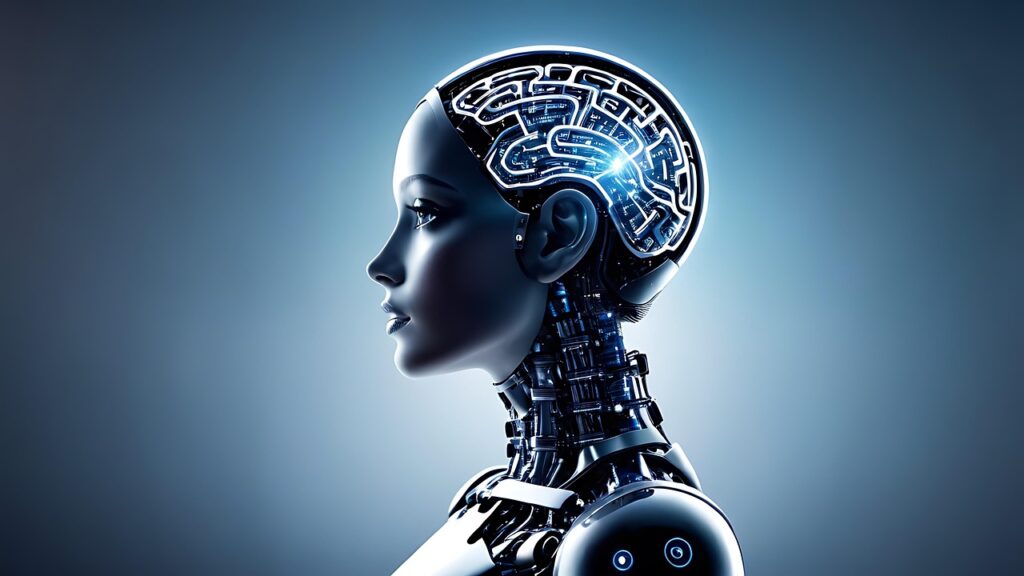 artificial intelligence, robot, technology, future, face, brain, informatics, digital, woman, intelligence, 3d, cyborg, robotics, network, head, machine, artificial, computer, engineering, human, think, ai generated