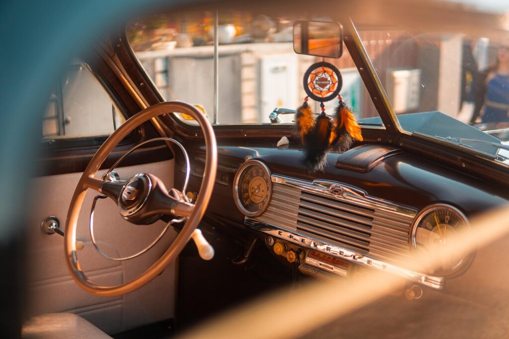 chevrolet, car, interior, steering wheel, automobile, vehicle, classical, usa, car wallpapers, retro, old, historically, style