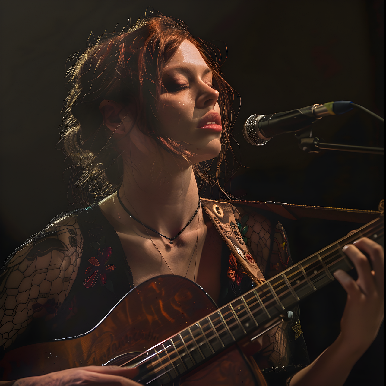singer, songwriter, music, musician, guitar, concert, artist, tools, person, guitarist, performance, people, personality, strings, woman, sing, singing, microphone, voice, listen, girl, song, portrait, melody, and generated