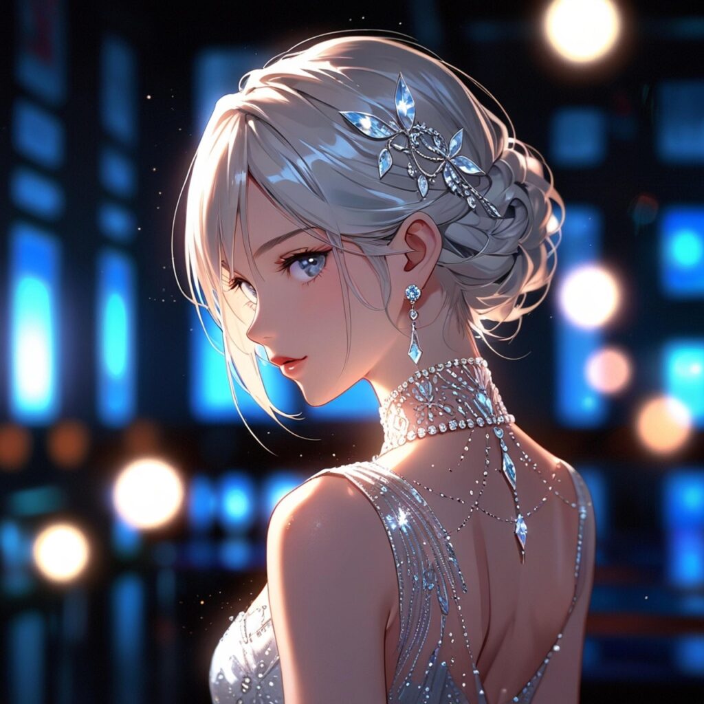 ai generated, woman, elegant, animation, character, background, diamond, dress, jewel, animation, animation, animation, animation, animation