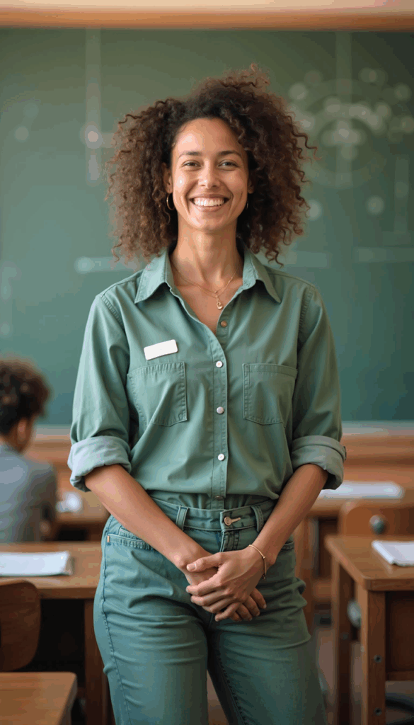 ai generated, woman, teacher, classroom, school, education