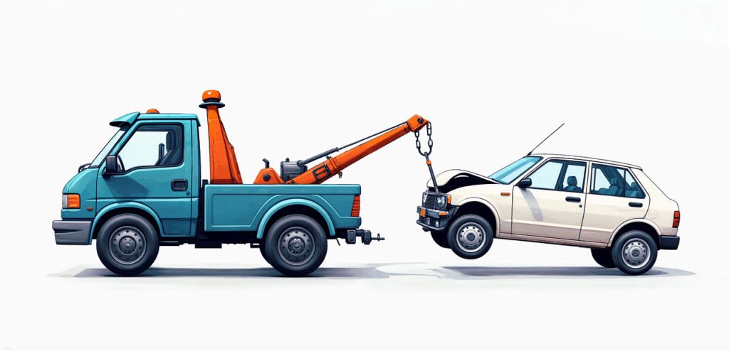 ai generated, tow truck, towing, car, truck, vehicle, repair, maintenance, collision, accident, transport, tow