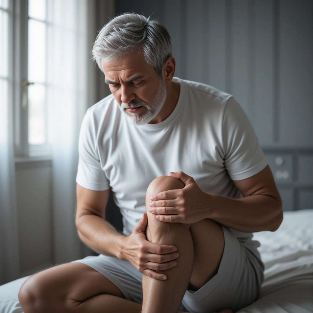 senior, man, knee, pained, knee osteoarthritis, osteoarthritis