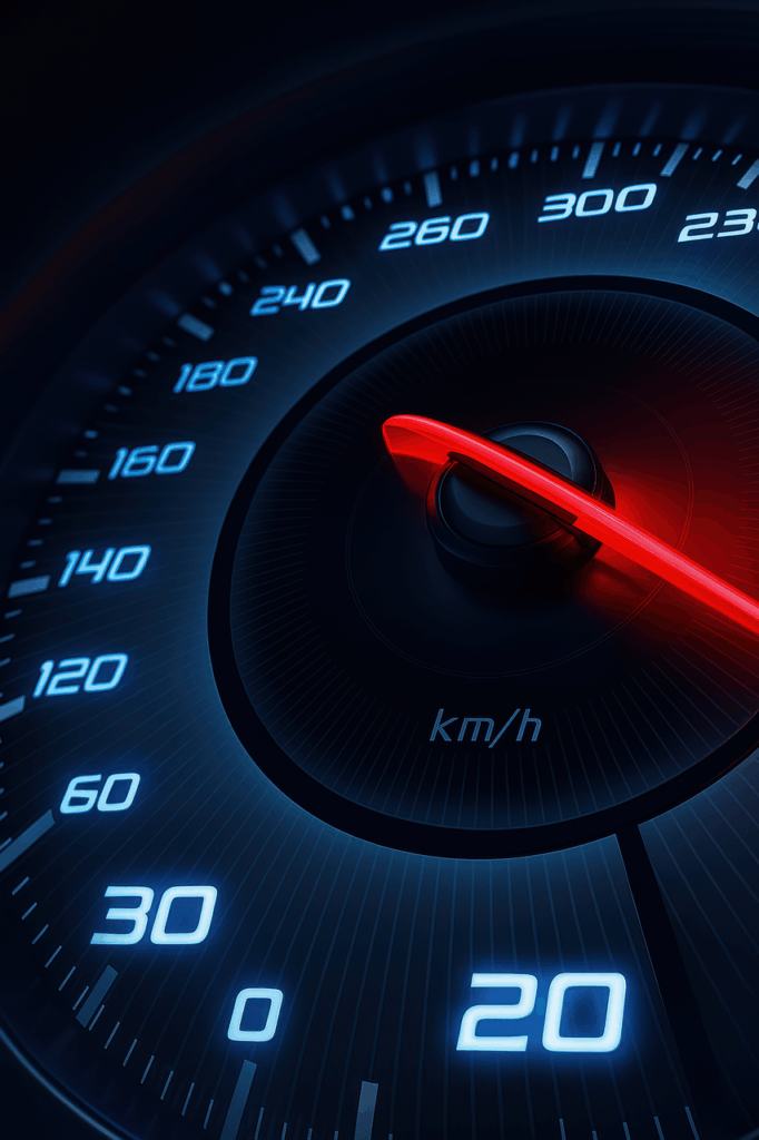 speedometer close-up, car dashboard, high speed, red needle, modern vehicle gauge, car interior, sports car speed, automotive detail, speed display, car instrumentation, illuminated speedometer, futuristic dashboard, vehicle performance, driving fast, km h display, speed dial, glowing dashboard, automobile meter, high speed concept, transportation gauge, racing speedometer, car control panel, automotive close-up, ai generated