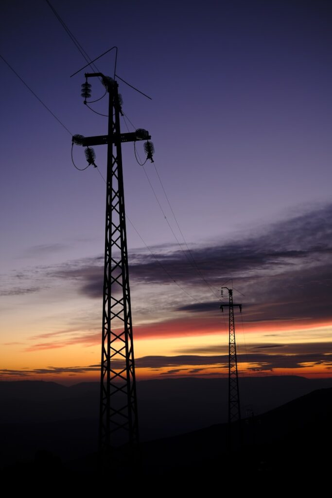 silhouette of utility pole