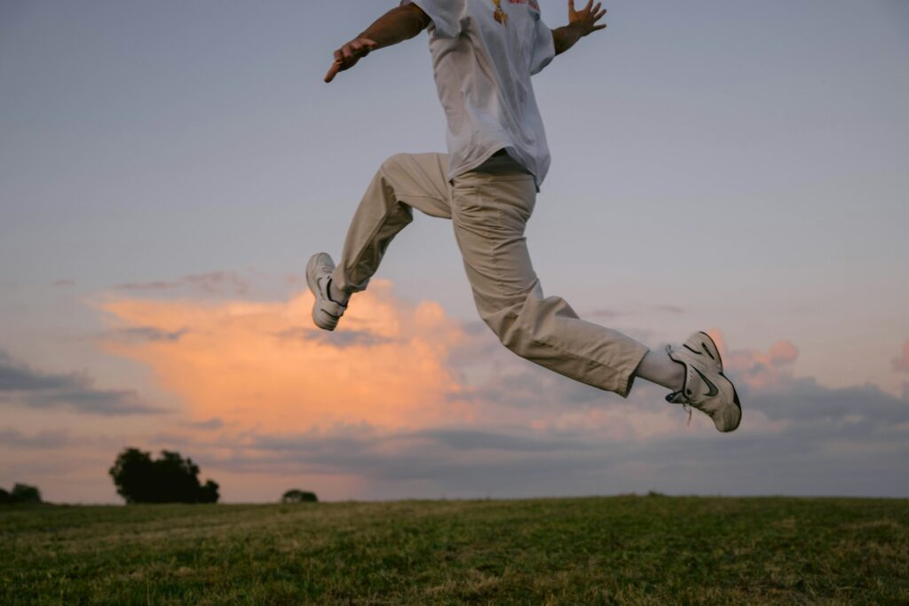 a man jumping in the air