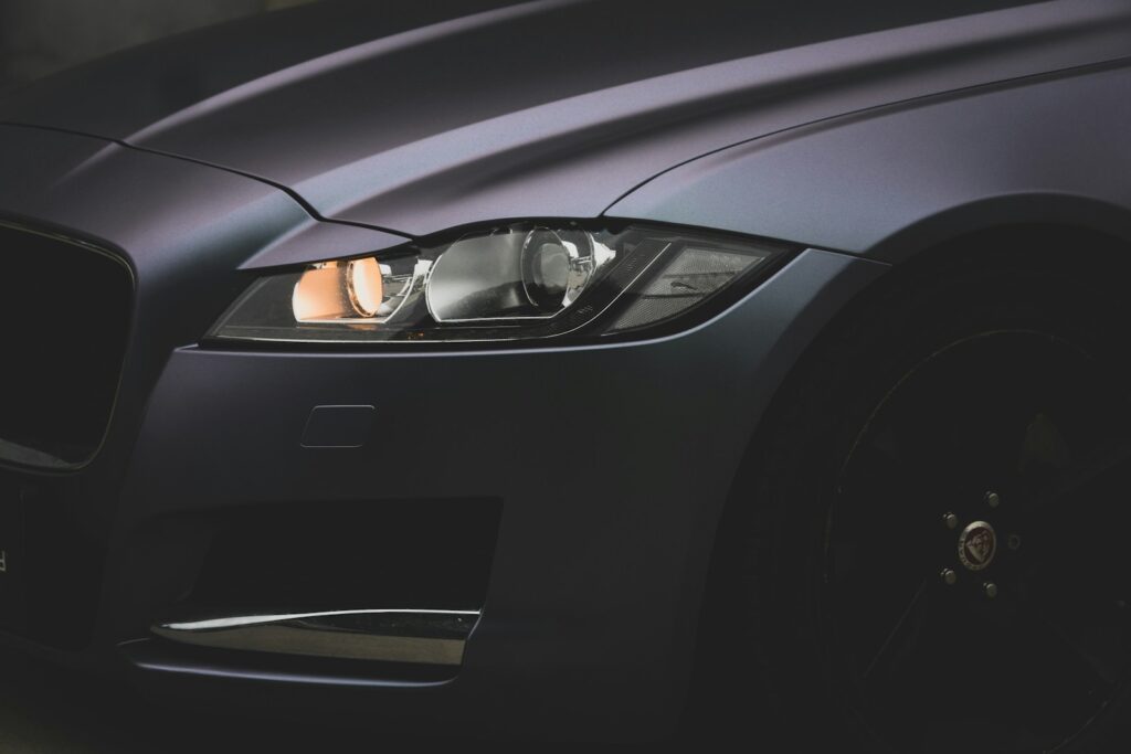 a close up of the front of a car