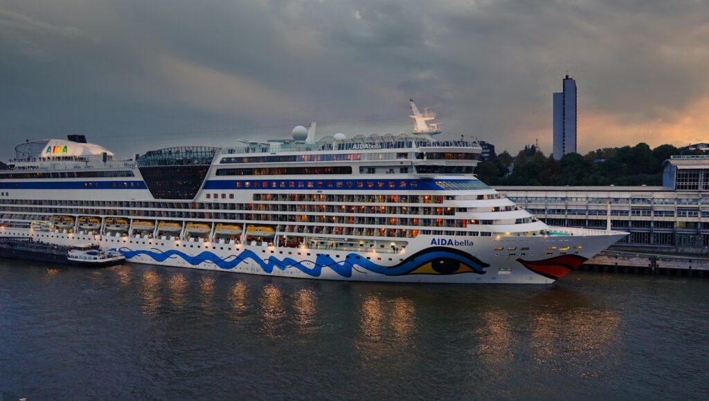 a large cruise ship docked