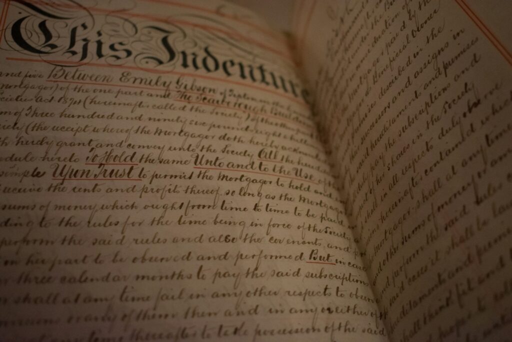 Chris Indenture text on book