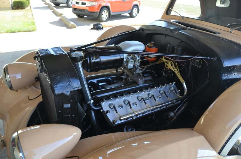 a car with the hood open