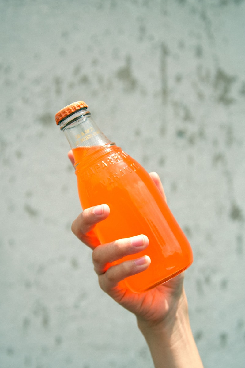filled glass bottle