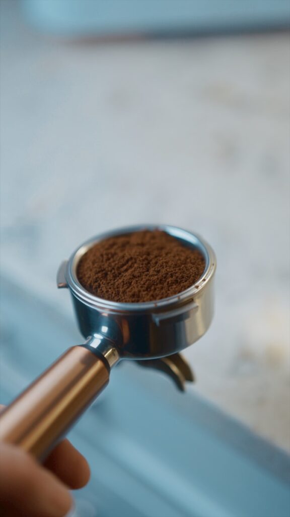 A person holding a cup of coffee with a spoon in it
