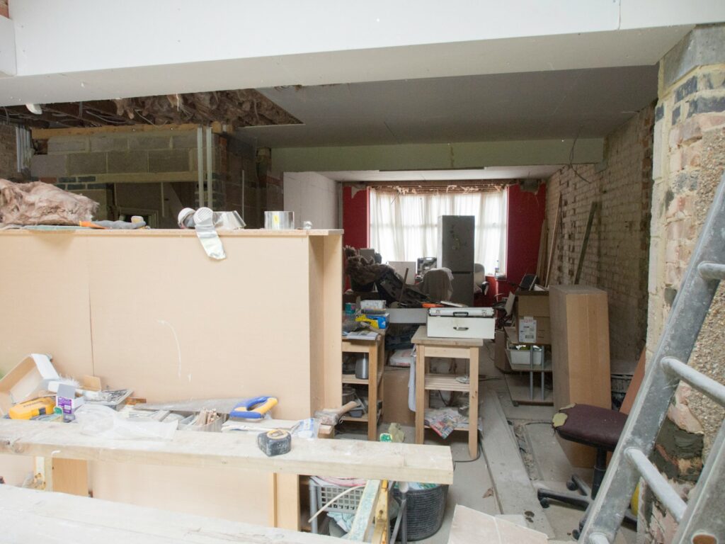a room that has a ladder in it