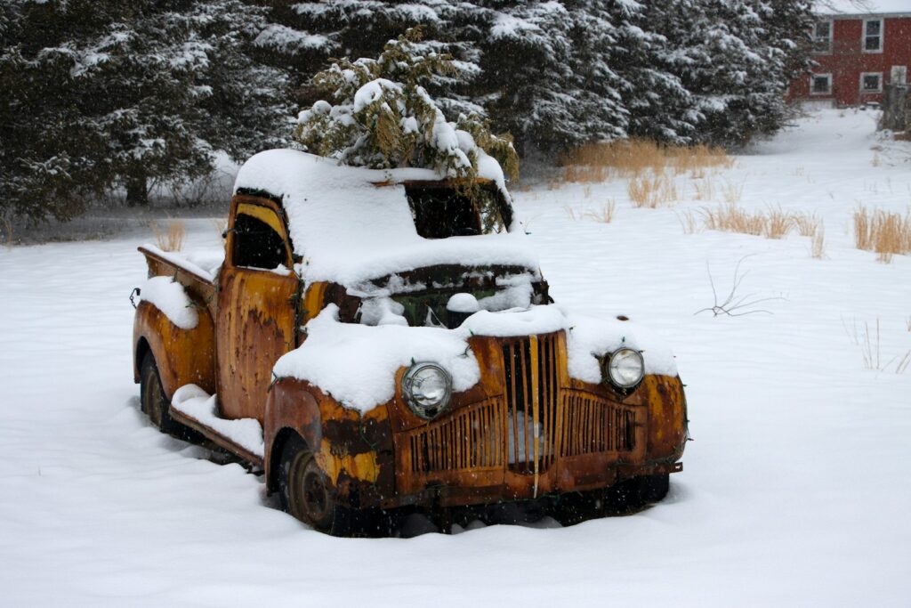 a car covered in snow