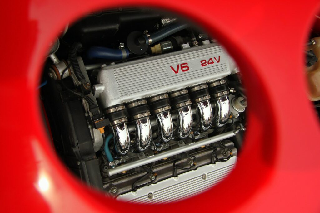 The image shows a car engine.