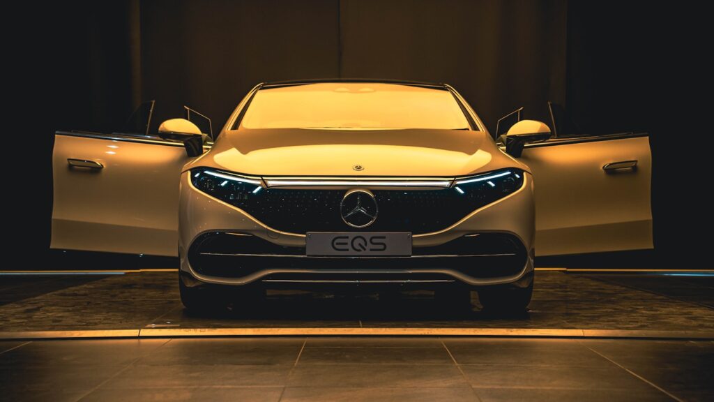 a car parked in a room